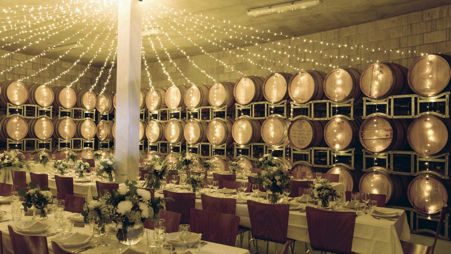 Barrel Room setup for a wedding reception.